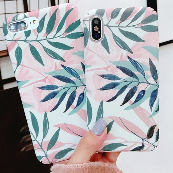 iPhone X, 7/8 Plus Hard Case Floral Leaf Pattern - Picture 4 of 5